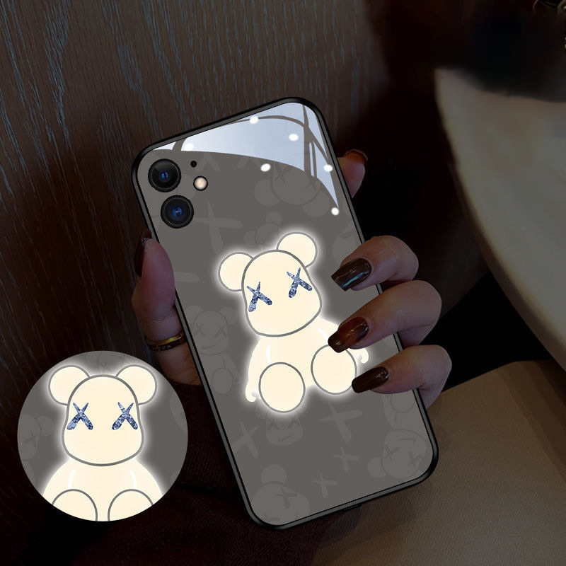 Glowing Phone Case with Bear Design for Incoming Calls